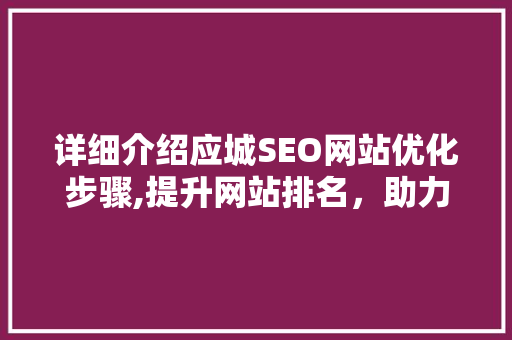 详细介绍应城SEO网站优化步骤,提升网站排名，助力企业腾飞