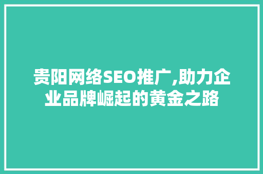 贵阳网络SEO推广,助力企业品牌崛起的黄金之路