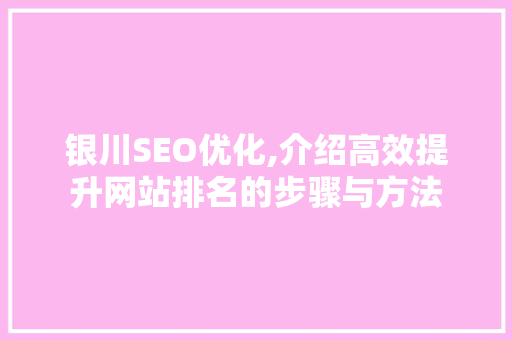 银川SEO优化,介绍高效提升网站排名的步骤与方法