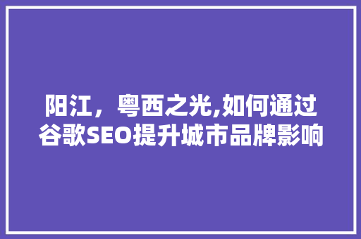 阳江，粤西之光,如何通过谷歌SEO提升城市品牌影响力
