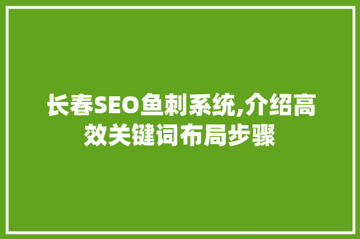 长春SEO鱼刺系统,介绍高效关键词布局步骤