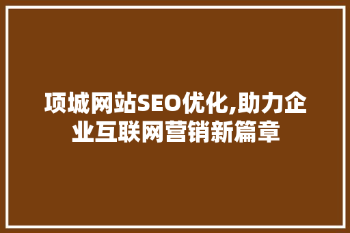 项城网站SEO优化,助力企业互联网营销新篇章