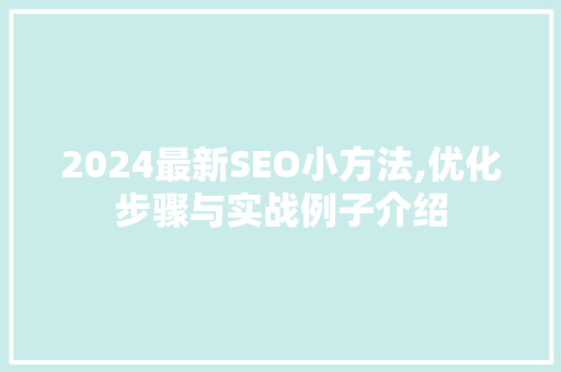 2024最新SEO小方法,优化步骤与实战例子介绍
