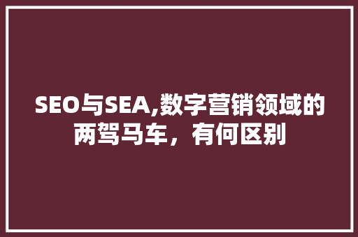 SEO与SEA,数字营销领域的两驾马车，有何区别