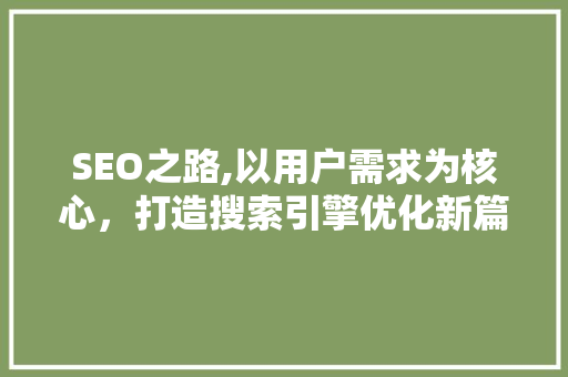 SEO之路,以用户需求为核心，打造搜索引擎优化新篇章