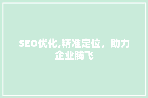 SEO优化,精准定位，助力企业腾飞