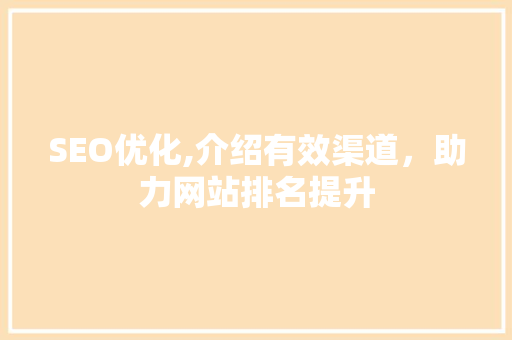 SEO优化,介绍有效渠道，助力网站排名提升