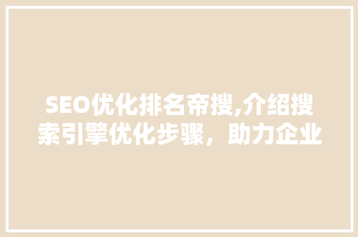 SEO优化排名帝搜,介绍搜索引擎优化步骤，助力企业提升在线竞争力
