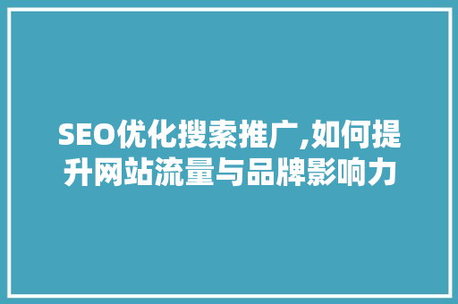 SEO优化搜索推广,如何提升网站流量与品牌影响力