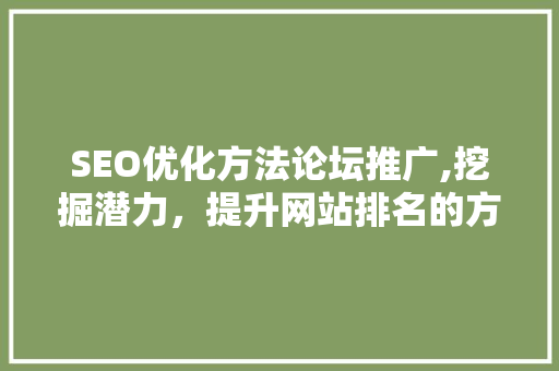 SEO优化方法论坛推广,挖掘潜力，提升网站排名的方法