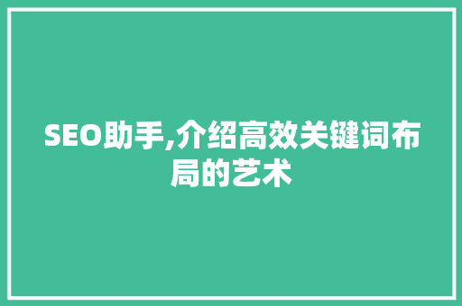 SEO助手,介绍高效关键词布局的艺术