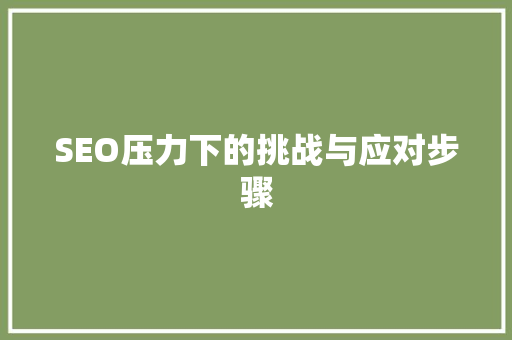 SEO压力下的挑战与应对步骤