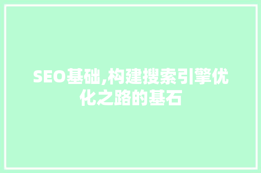 SEO基础,构建搜索引擎优化之路的基石