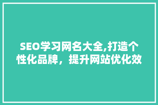 SEO学习网名大全,打造个性化品牌，提升网站优化效果
