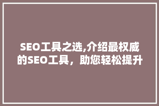 SEO工具之选,介绍最权威的SEO工具，助您轻松提升网站排名