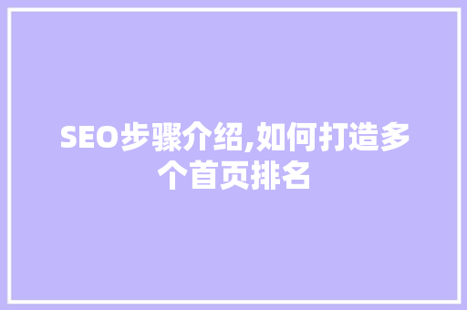 SEO步骤介绍,如何打造多个首页排名