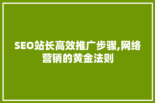 SEO站长高效推广步骤,网络营销的黄金法则