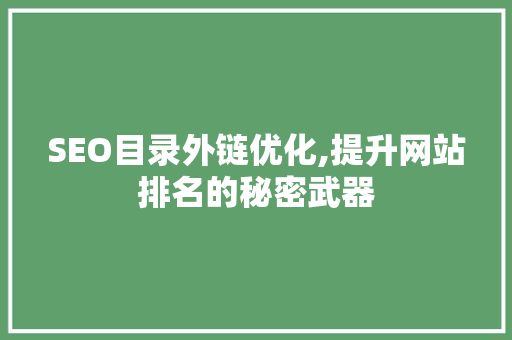 SEO目录外链优化,提升网站排名的秘密武器