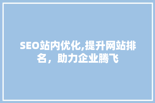 SEO站内优化,提升网站排名，助力企业腾飞
