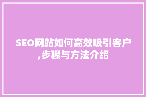 SEO网站如何高效吸引客户,步骤与方法介绍