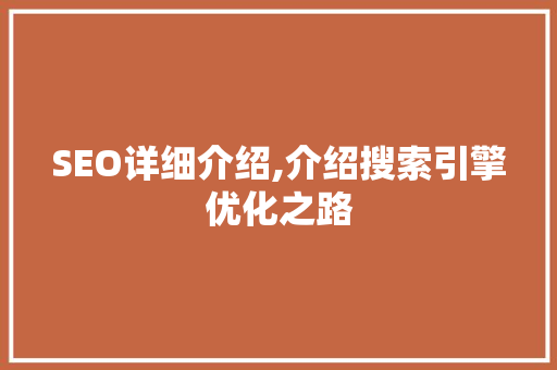 SEO详细介绍,介绍搜索引擎优化之路