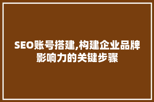 SEO账号搭建,构建企业品牌影响力的关键步骤