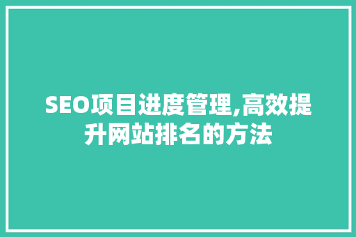 SEO项目进度管理,高效提升网站排名的方法