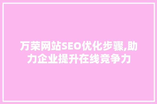 万荣网站SEO优化步骤,助力企业提升在线竞争力