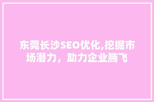 东莞长沙SEO优化,挖掘市场潜力，助力企业腾飞