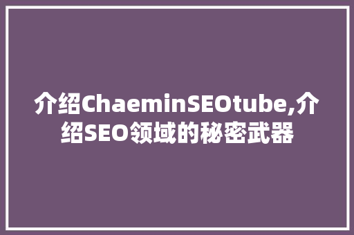 介绍ChaeminSEOtube,介绍SEO领域的秘密武器