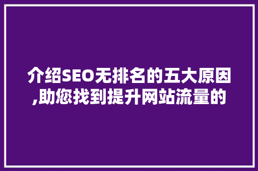 介绍SEO无排名的五大原因,助您找到提升网站流量的突破口
