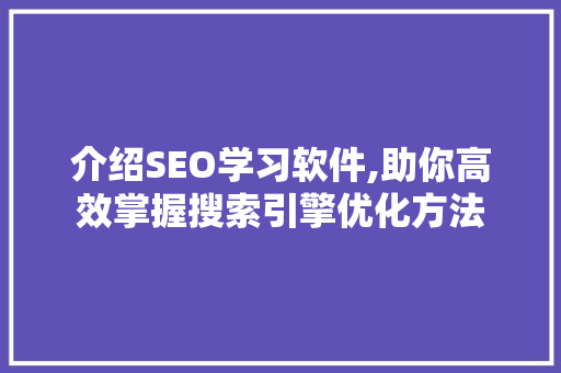 介绍SEO学习软件,助你高效掌握搜索引擎优化方法