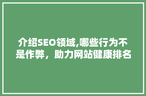 介绍SEO领域,哪些行为不是作弊，助力网站健康排名