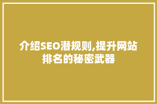 介绍SEO潜规则,提升网站排名的秘密武器