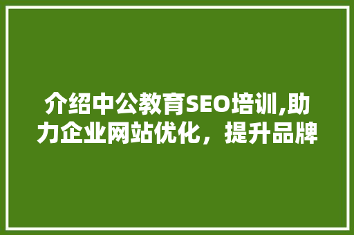 介绍中公教育SEO培训,助力企业网站优化，提升品牌影响力