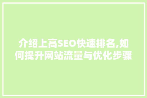 介绍上高SEO快速排名,如何提升网站流量与优化步骤