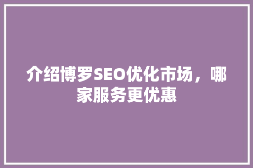 介绍博罗SEO优化市场，哪家服务更优惠