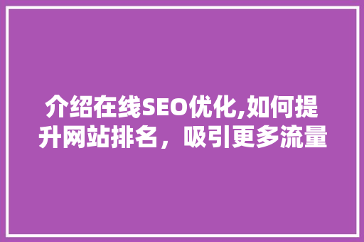 介绍在线SEO优化,如何提升网站排名，吸引更多流量