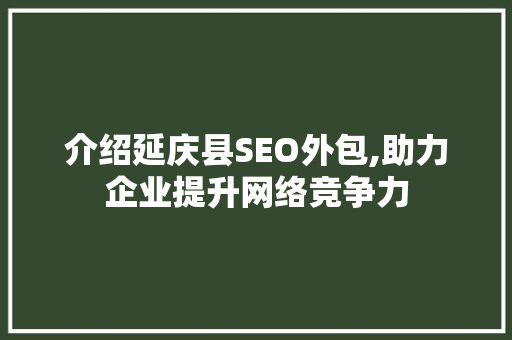 介绍延庆县SEO外包,助力企业提升网络竞争力