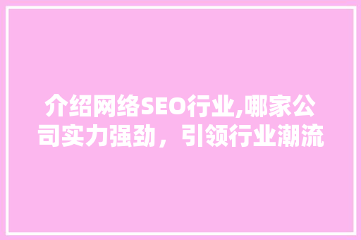 介绍网络SEO行业,哪家公司实力强劲，引领行业潮流