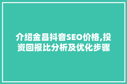 介绍金昌抖音SEO价格,投资回报比分析及优化步骤