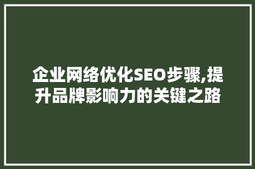 企业网络优化SEO步骤,提升品牌影响力的关键之路