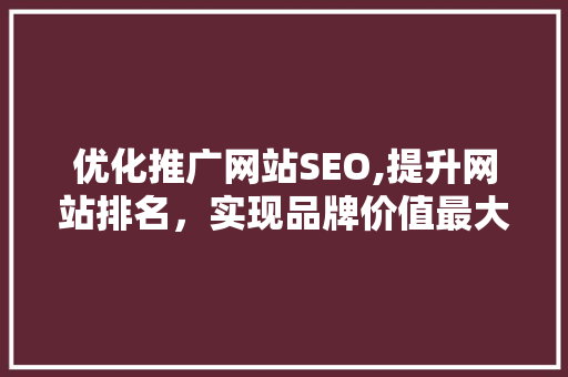 优化推广网站SEO,提升网站排名，实现品牌价值最大化