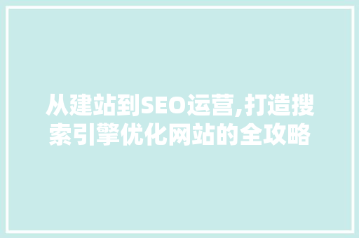 从建站到SEO运营,打造搜索引擎优化网站的全攻略