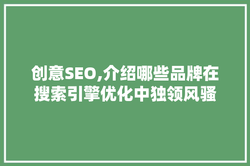 创意SEO,介绍哪些品牌在搜索引擎优化中独领风骚