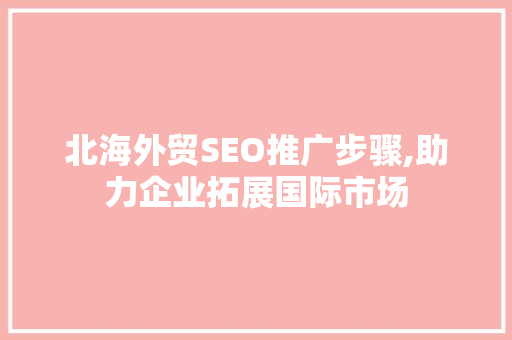 北海外贸SEO推广步骤,助力企业拓展国际市场
