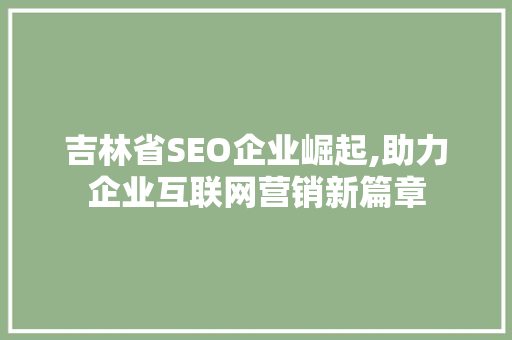 吉林省SEO企业崛起,助力企业互联网营销新篇章