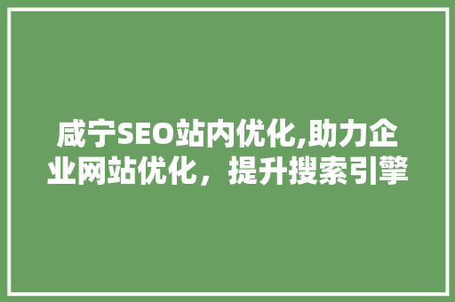 咸宁SEO站内优化,助力企业网站优化，提升搜索引擎排名
