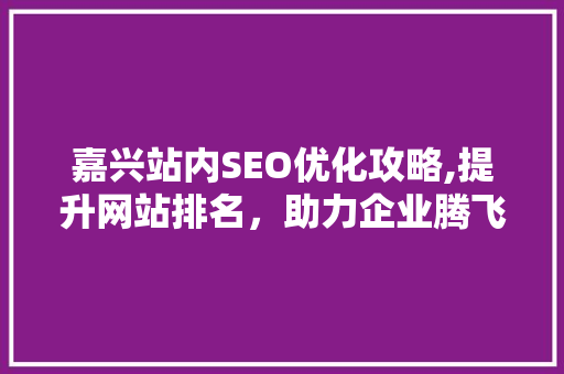 嘉兴站内SEO优化攻略,提升网站排名，助力企业腾飞