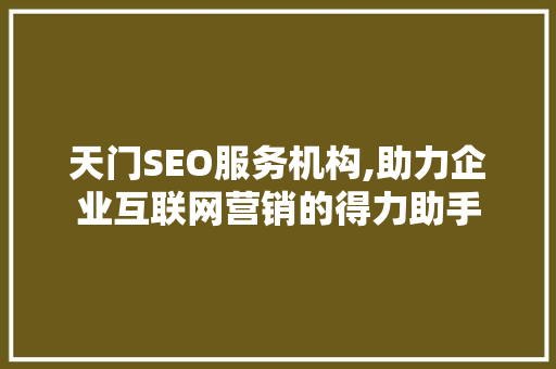 天门SEO服务机构,助力企业互联网营销的得力助手